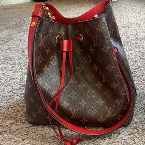 Louis Vuitton Monogram Brown and Red Shoulder Bag